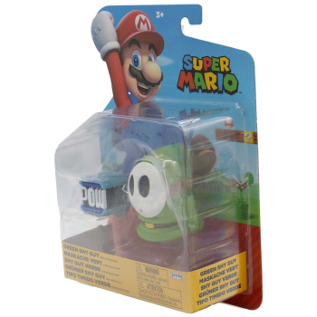 World of Nintendo Minifiguren Super Mario (Wave 40) Green Shy Guy with POW Block